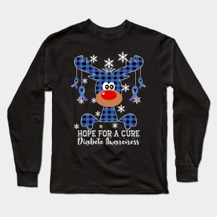 Reindeer Hope For A Cure Diabete Awareness Christmas Long Sleeve T-Shirt